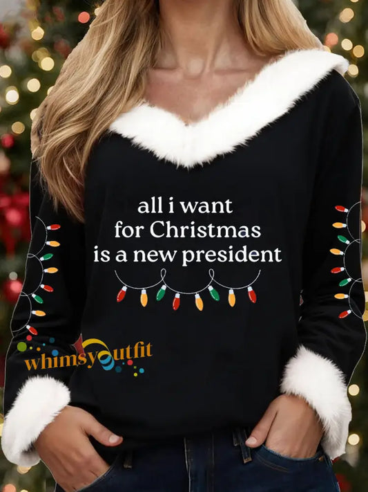 Women’s 8647 FDT Christmas Printed Tops Black / S