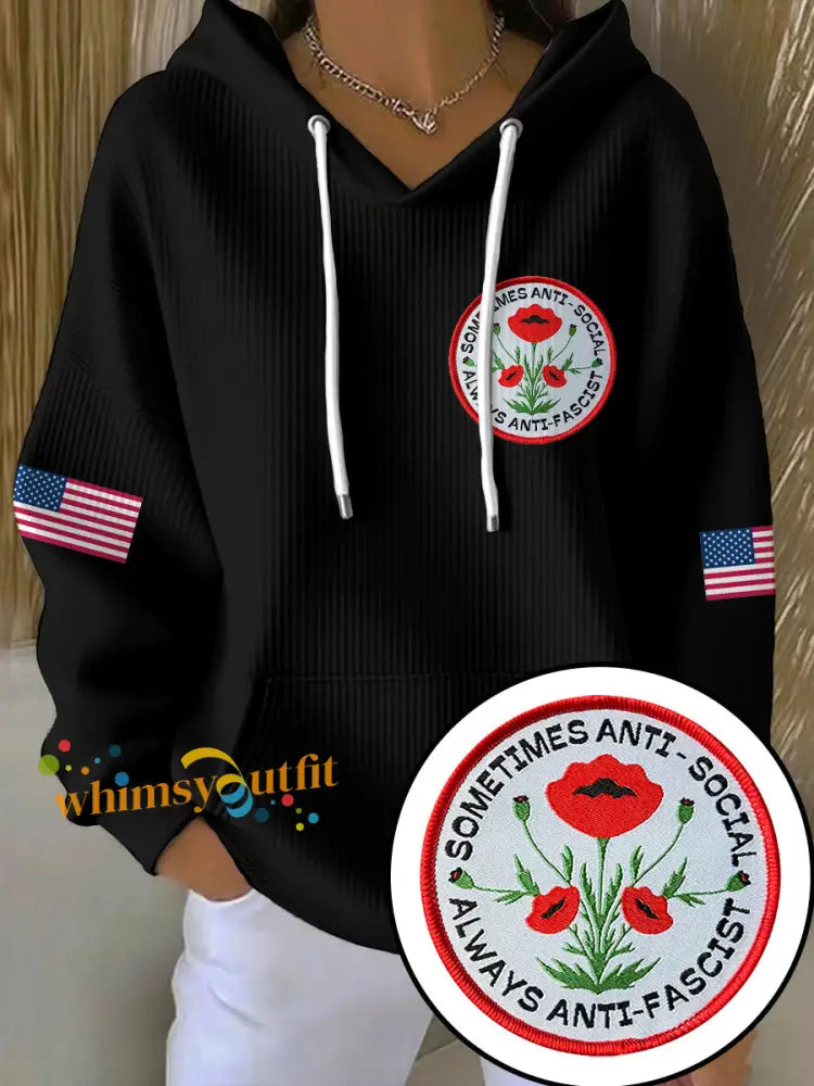 Women’s 8647 FDT Printed Hoodie Black / S