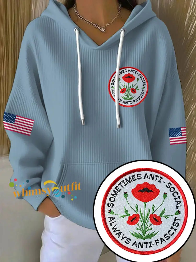 Women’s 8647 FDT Printed Hoodie Sky Blue / S