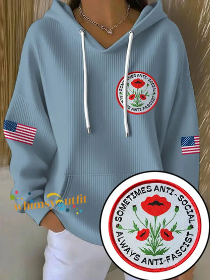 Women’s 8647 FDT Printed Hoodie Sky Blue / S