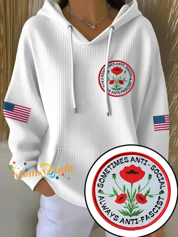 Women’s 8647 FDT Printed Hoodie White / S
