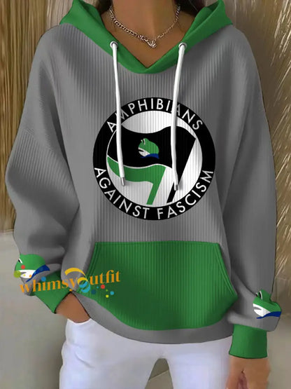 Women’s 8647 FDT Resist Frog Printed Hoodie Light Gray / S