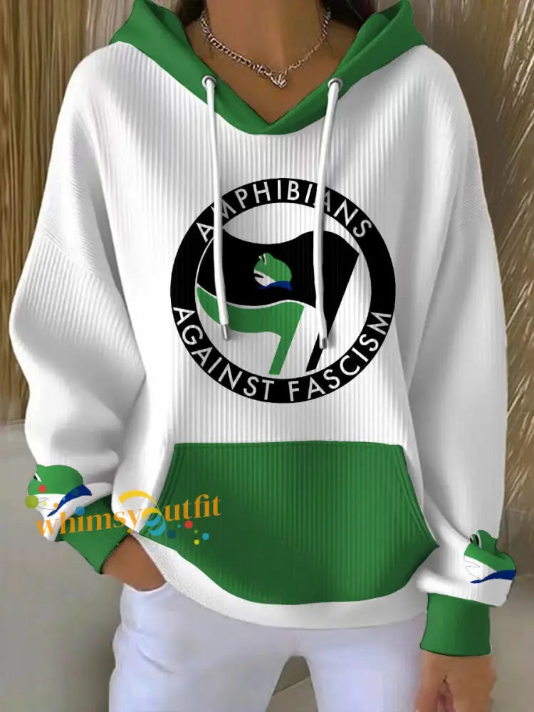 Women’s 8647 FDT Resist Frog Printed Hoodie White / S