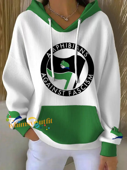 Women’s 8647 FDT Resist Frog Printed Hoodie White / S