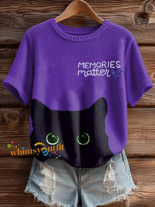 Women’s Alzheimer’s Awareness Cat Print Sweater As picture / S
