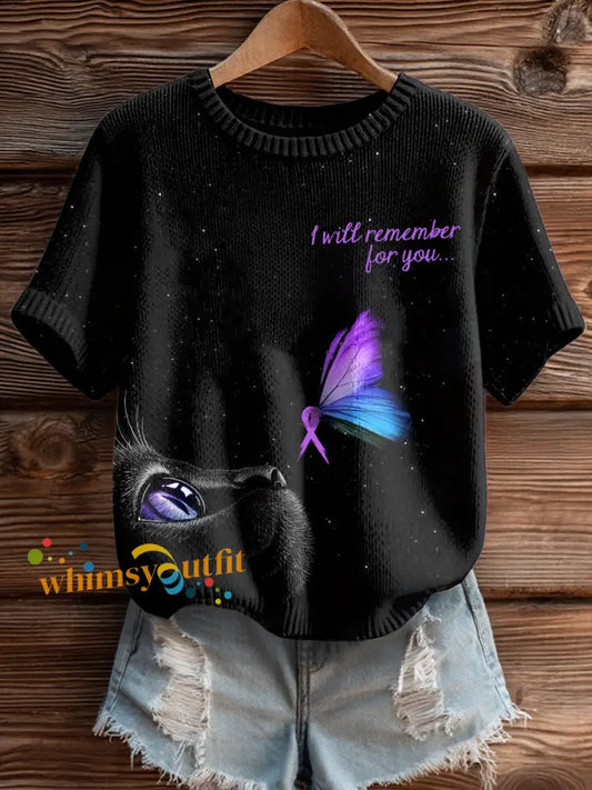 Women’s Alzheimer’s Awareness Cat Print Sweater As picture / S