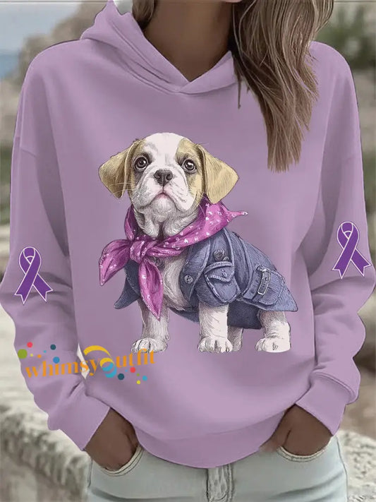 Women’s Alzheimer’s Disease Patchwork Dog Art Hoodie As picture / S