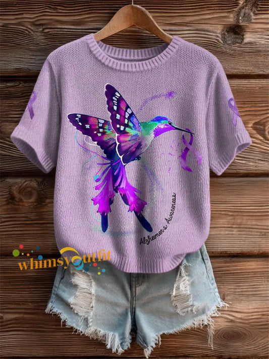 Women’s Alzheimer’s Hummingbird tops Purple / S