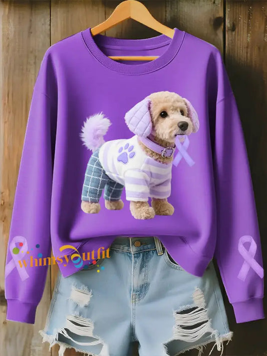 Women’s Alzheimer’s Purple Dog Sweatshirt Purple / S