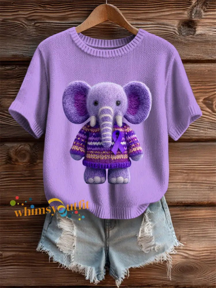 Women’s Alzheimer’s Purple Elephant Short sleeved T shirt Light Purple / S