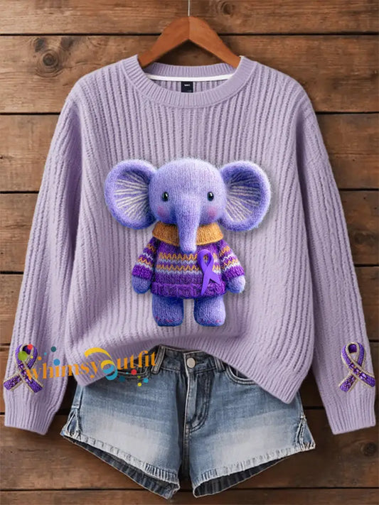 Women’s Alzheimer’s Purple Elephant Sweatshirt Light Purple / S