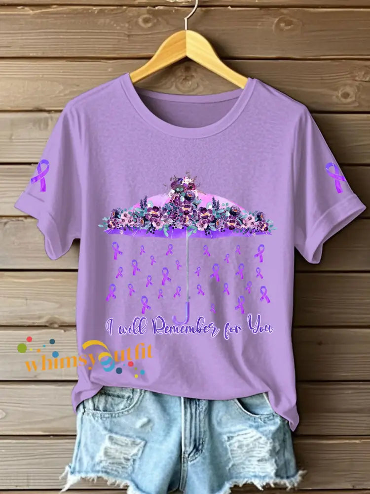Women’s Alzheimer’s T shirts Light Purple / S