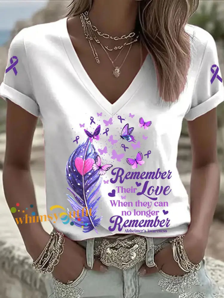 Women’s Alzheimer’s V neck T shirts White / S