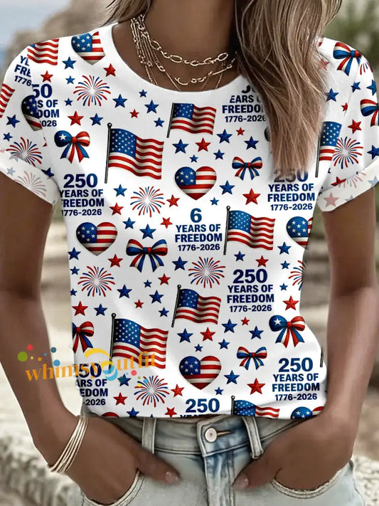Women’s American 250th Anniversary Print T-Shirt White / S