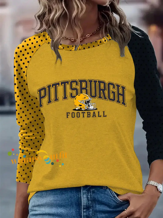 Women’s American Football Long Sleeve T Shirt Gold / S