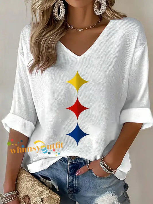 Women’s American football V neck top White / S