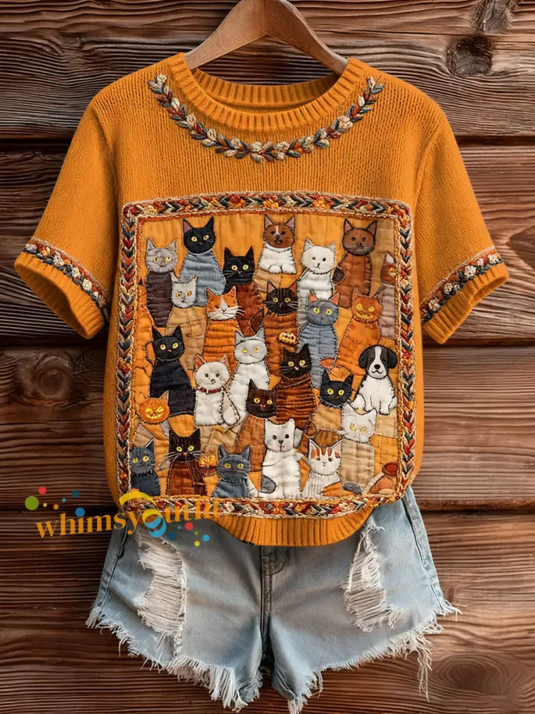 Women’s Artistic Animal Print Comfortable Knit Short Sleeve Top A / S