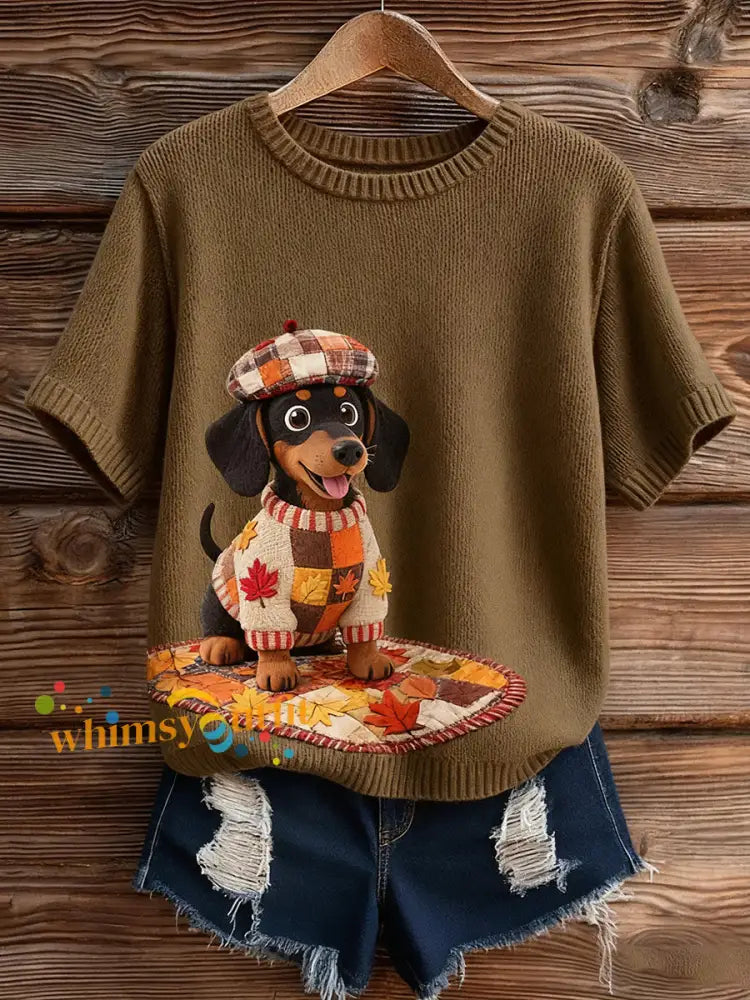 Women’s Artistic Animal Print Comfortable Knit Short Sleeve Top A / S