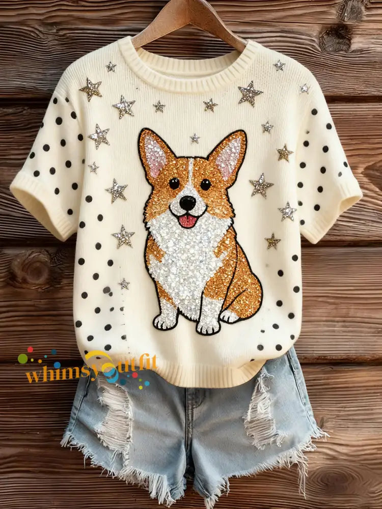 Women’s Artistic Animal Print Comfortable Knit Short Sleeve Top A / S