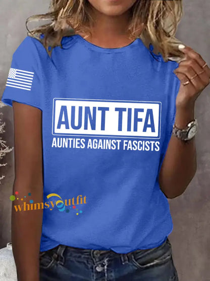 Women’s Aunt Tifa Aunties Against Fascists Tee Blue / S