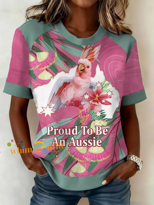 Women’s Aussie Cute Pink Cockatoo Printed T-shirt Pink / S