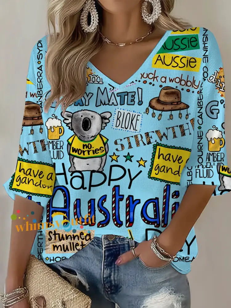 Women’s Australia Day Waffle T-shirt Sky Blue / S