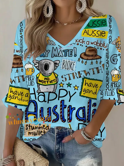 Women’s Australia Day Waffle T-shirt Sky Blue / S