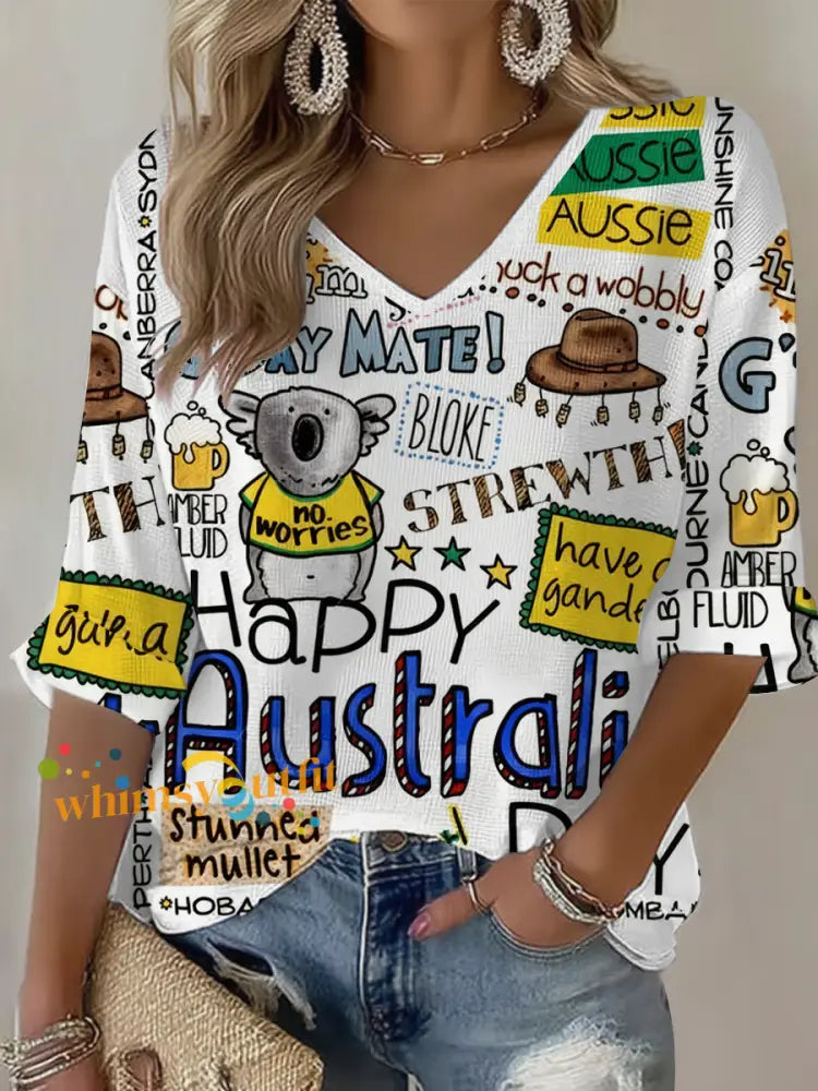 Women’s Australia Day Waffle T-shirt White / S