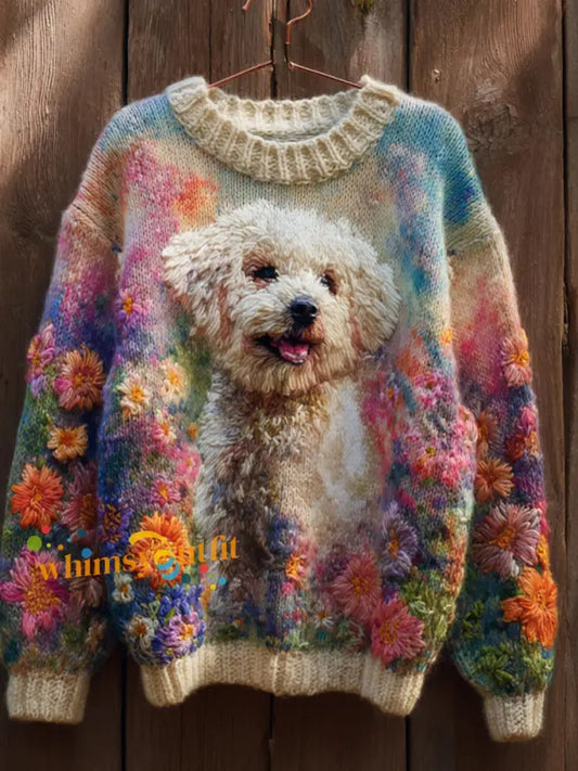 Women’s Autumn Dog Art Print Sweatshirt As picture / S
