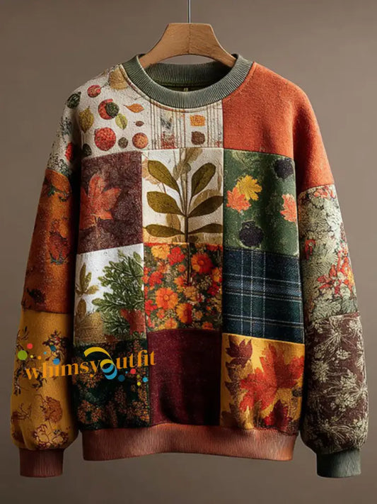 Women’s Autumn Fallen Printed Sweatshirt As picture / S
