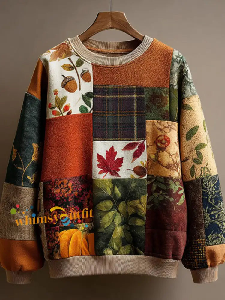 Women’s Autumn Fallen Printed Sweatshirt As picture / S