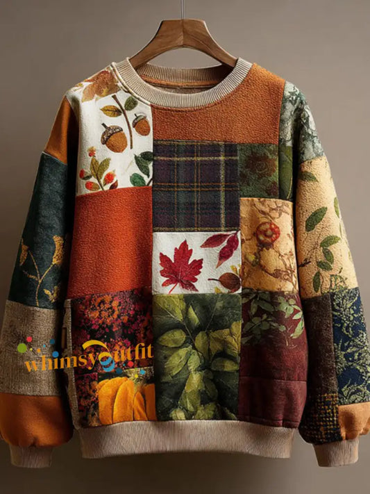 Women’s Autumn Fallen Printed Sweatshirt As picture / S