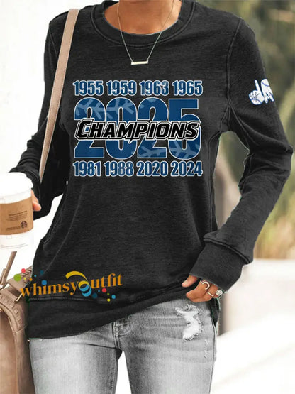 Women’s Baseball World Series Still Champions 2025 Print Casual Sweatshirt Black / S