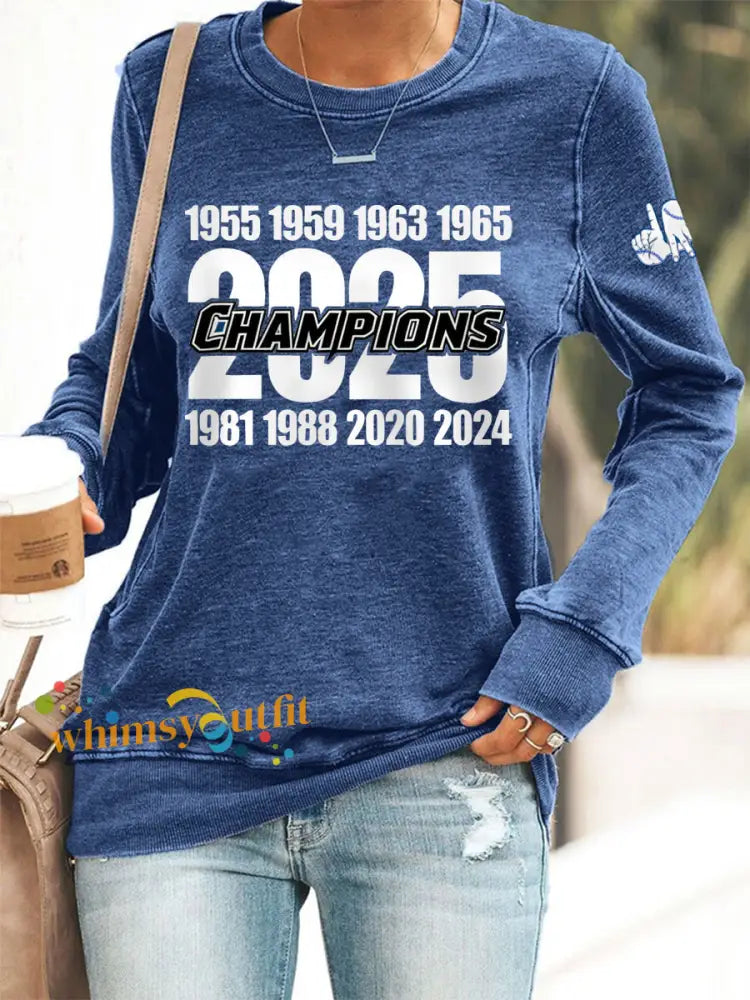 Women’s Baseball World Series Still Champions 2025 Print Casual Sweatshirt Blue / S