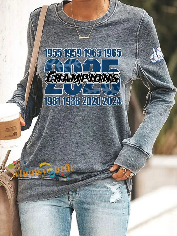 Women’s Baseball World Series Still Champions 2025 Print Casual Sweatshirt Gray / S
