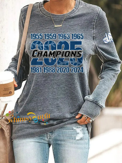 Women’s Baseball World Series Still Champions 2025 Print Casual Sweatshirt Gray / S