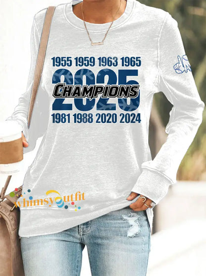 Women’s Baseball World Series Still Champions 2025 Print Casual Sweatshirt White / S