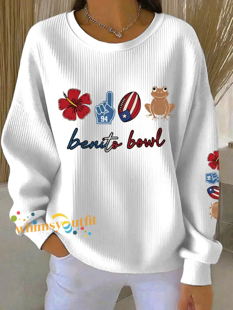Women’s benito bowl Ribbed Round-Neck Sweatshirt White / S