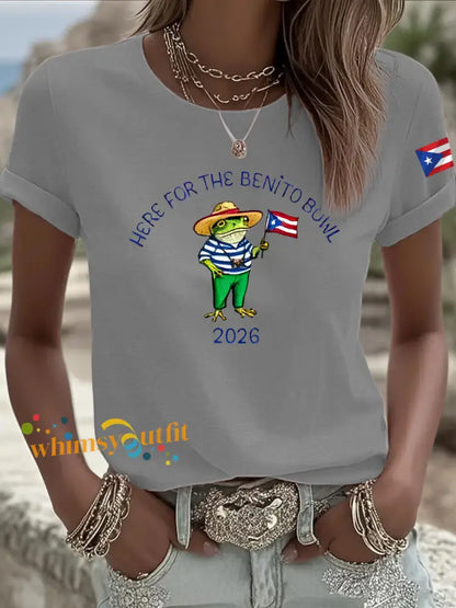 Women’s Benito Bunny Super Bowl 2026 and Frog Puerto Rican Flag Shirt Light Gray / S