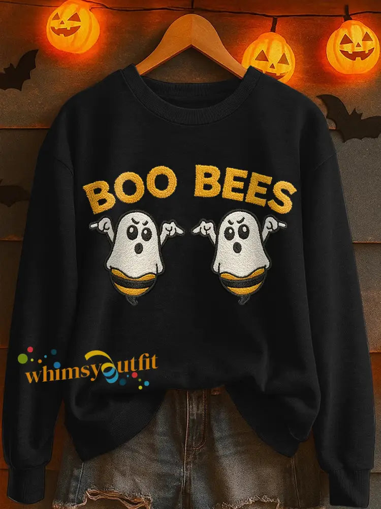 Women’s Boo Bees Printed Casual Sweatshirt Black / S