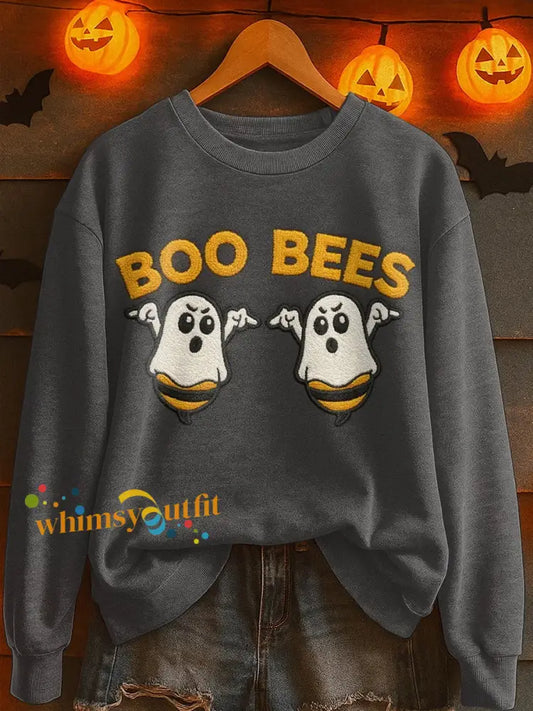 Women’s Boo Bees Printed Casual Sweatshirt Dark Gray / S