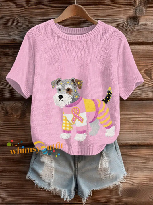 Women’s Breast Cancer Art Print Cozy Knit Sweater As picture / S