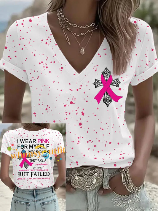 Women’s Breast Cancer Awareness I Wear Pink For Myself My Scars Tell A Story T Shirt As picture / S