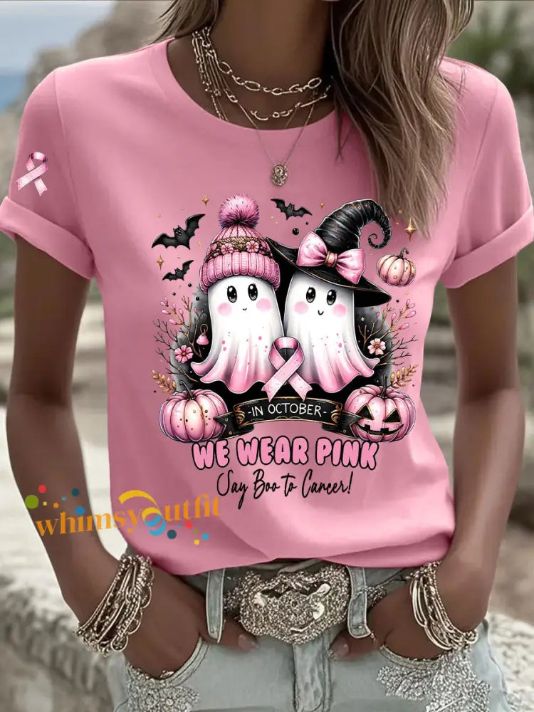 Women’s Breast Cancer Awareness In October We Wear Pink Print Casual T Shirt Pink / S