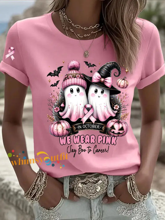 Women’s Breast Cancer Awareness In October We Wear Pink Print Casual T Shirt Pink / S