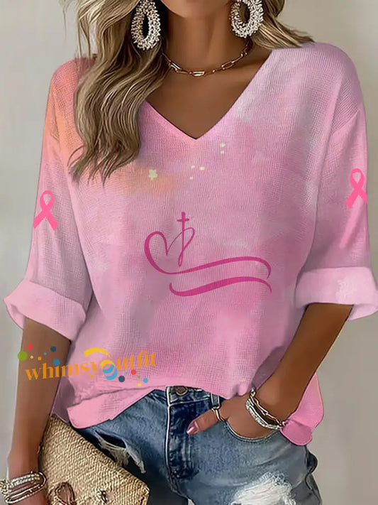 Women’s Breast Cancer Awareness Long Sleeve Top Pink / S