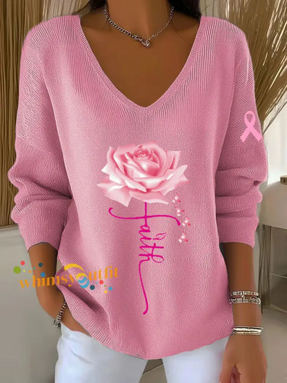 Women’s Breast Cancer Awareness Long Sleeve Top Pink / S