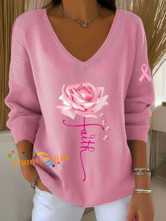 Women’s Breast Cancer Awareness Long Sleeve Top Pink / S