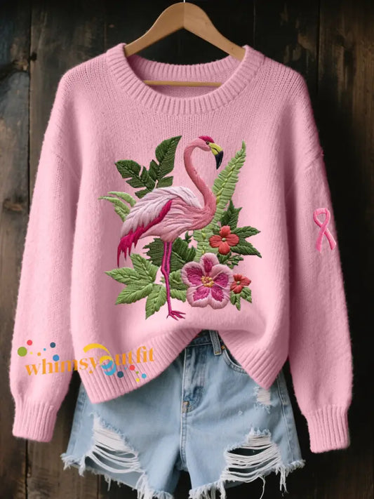 Women’s Breast Cancer Awareness Pink Flamingo Tops Pink / S
