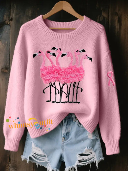 Women’s Breast Cancer Awareness Pink Flamingo Tops Pink / S